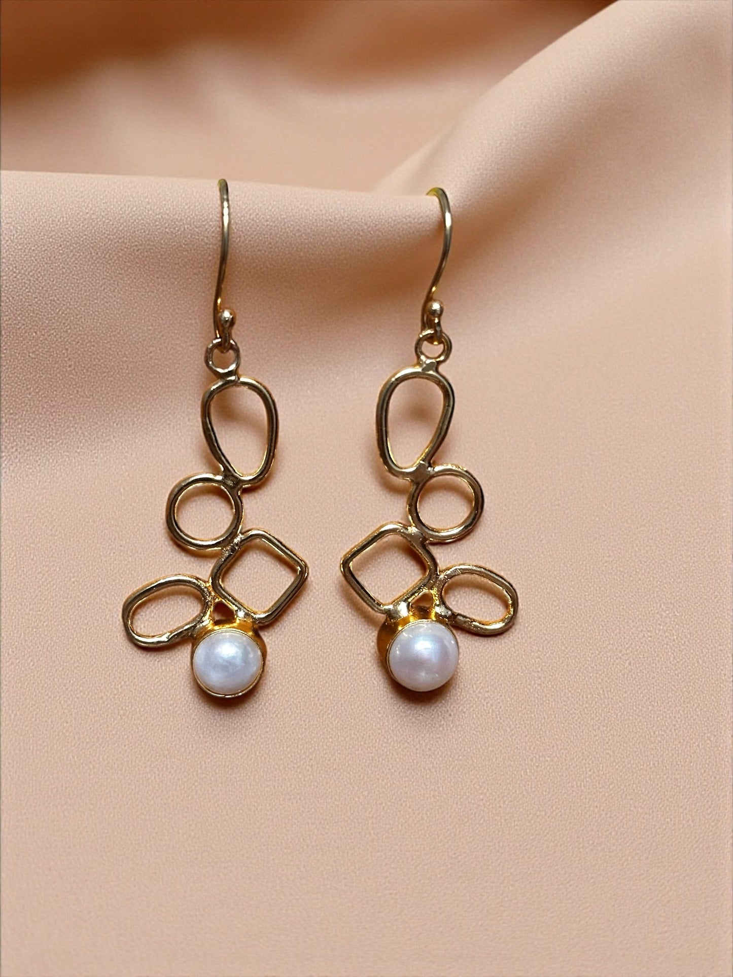 Geo Pearl Drop Earrings