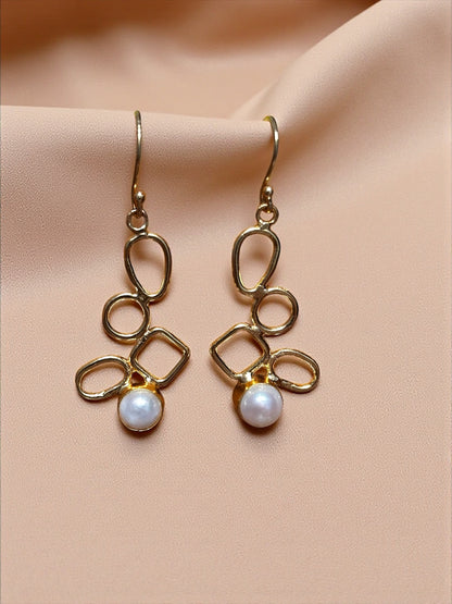 Geo Pearl Drop Earrings