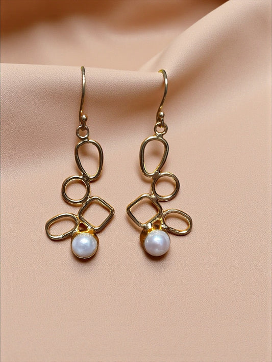 Geo Pearl Drop Earrings