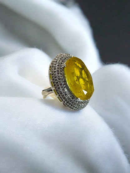 Crushed Doublet Oval Cocktail Ring Adjustable