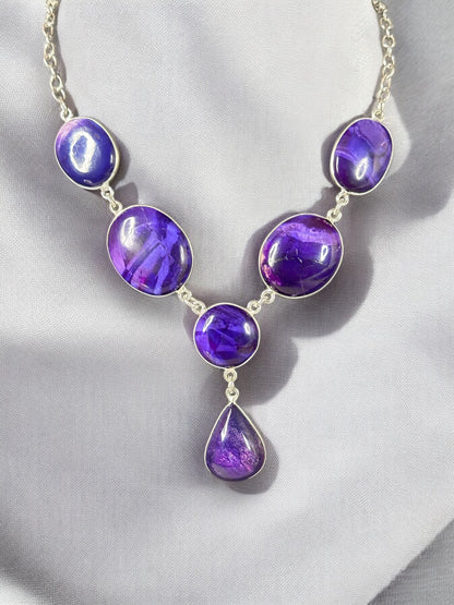 Purple Charoite Oval Boho Necklace