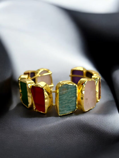 Natural Stone Box Mayanka Statement Brass Kada Adjustable