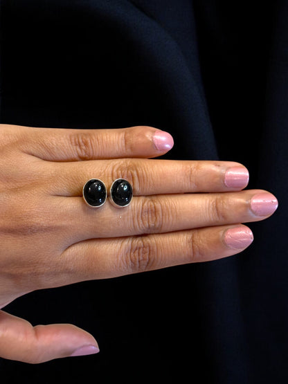 Black Onyx Oval Minimal Studs