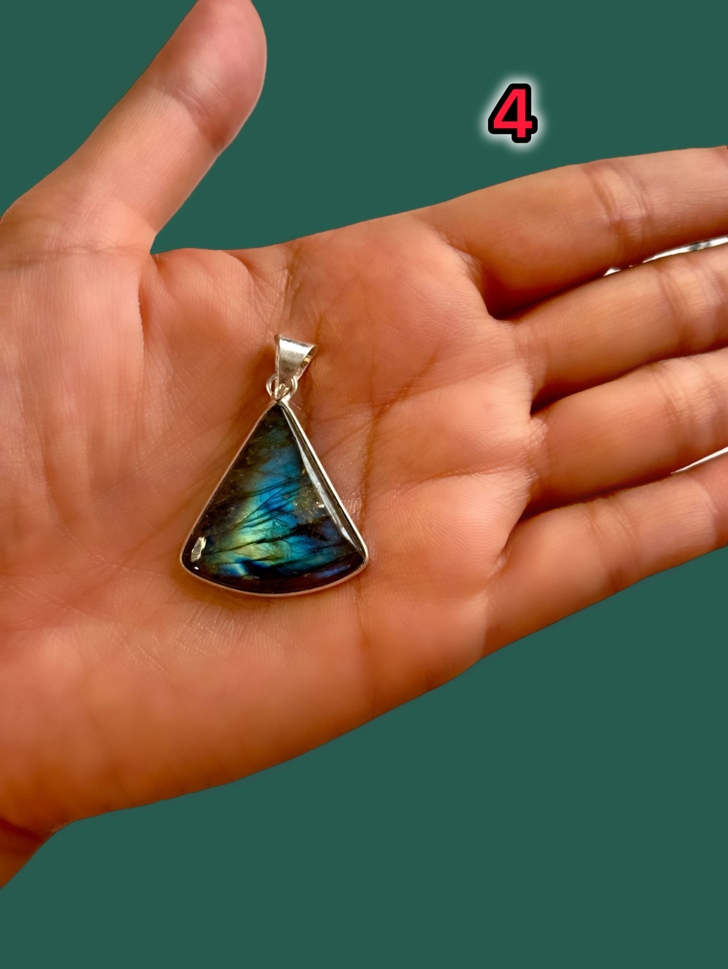 Mystic Aurora Labradorite Pendant in White Alloy (No Chain)