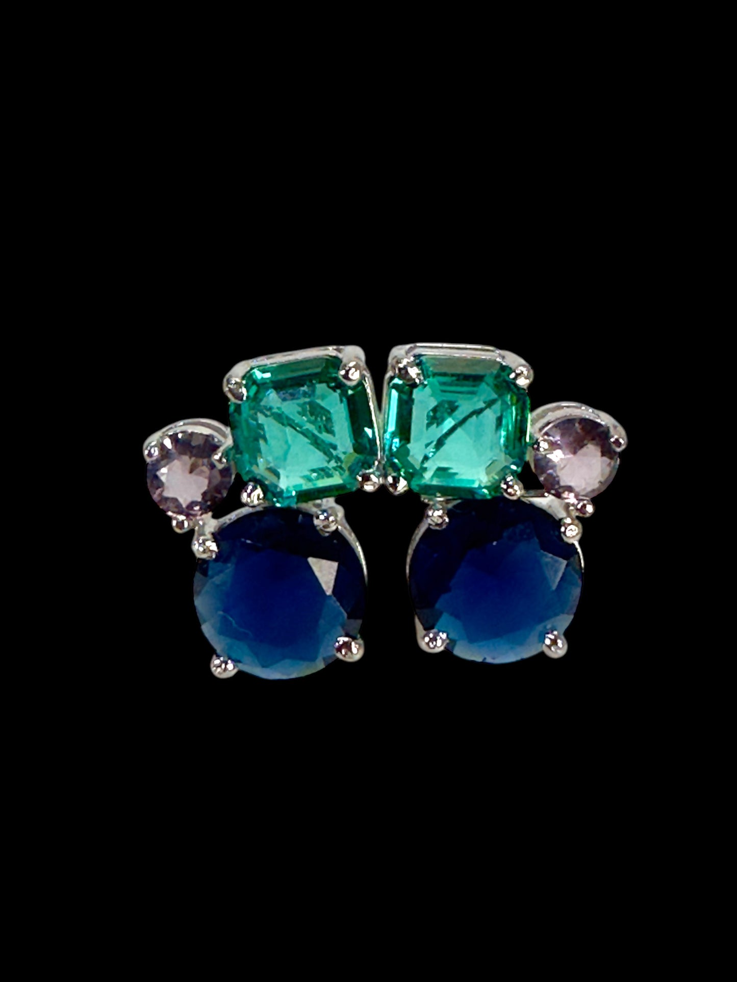 Multi Colured Tripple Crystal Studs