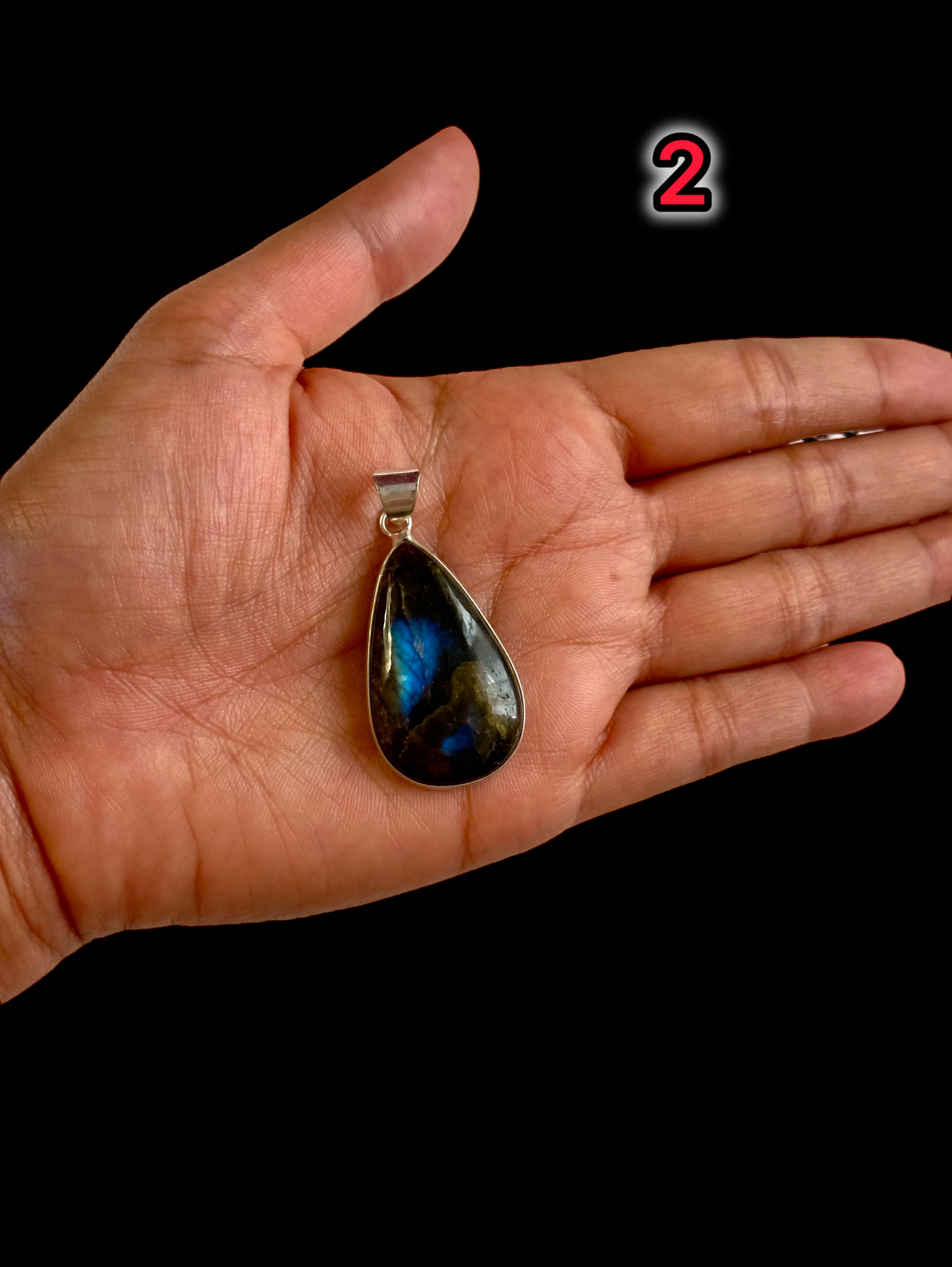 Mystic Aurora Labradorite Pendant in White Alloy (No Chain)