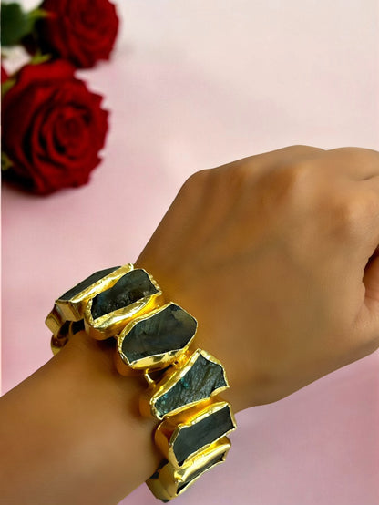 Natural Stone Box Mayanka Statement Brass Kada Adjustable
