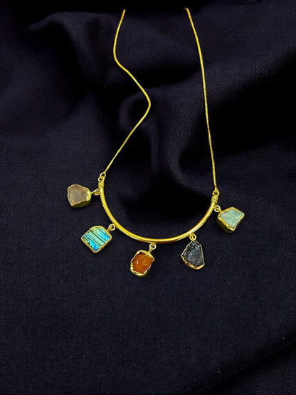 Crescent Stone Chain Necklace