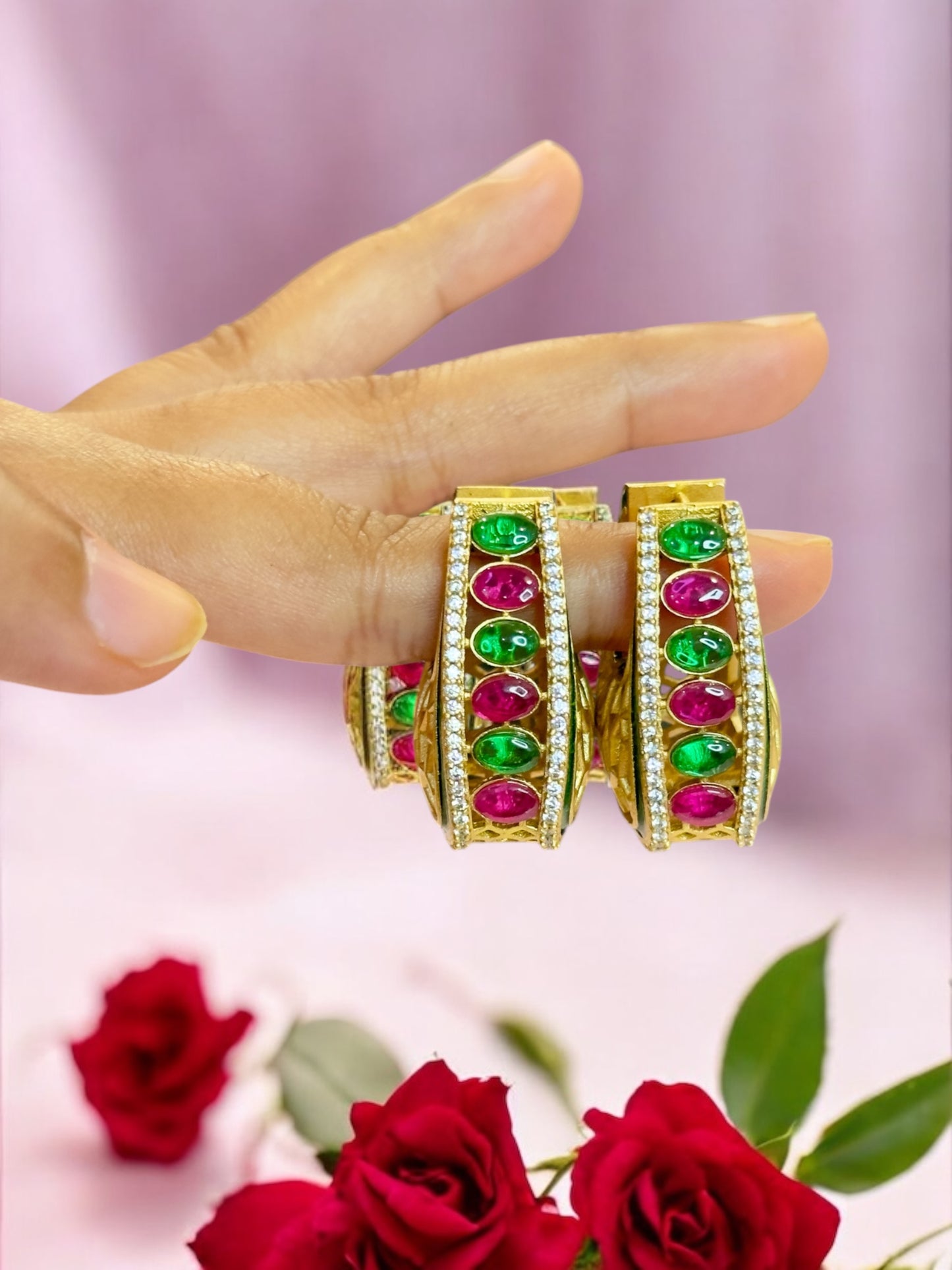 Kyra Jadau Brass Square Hoops