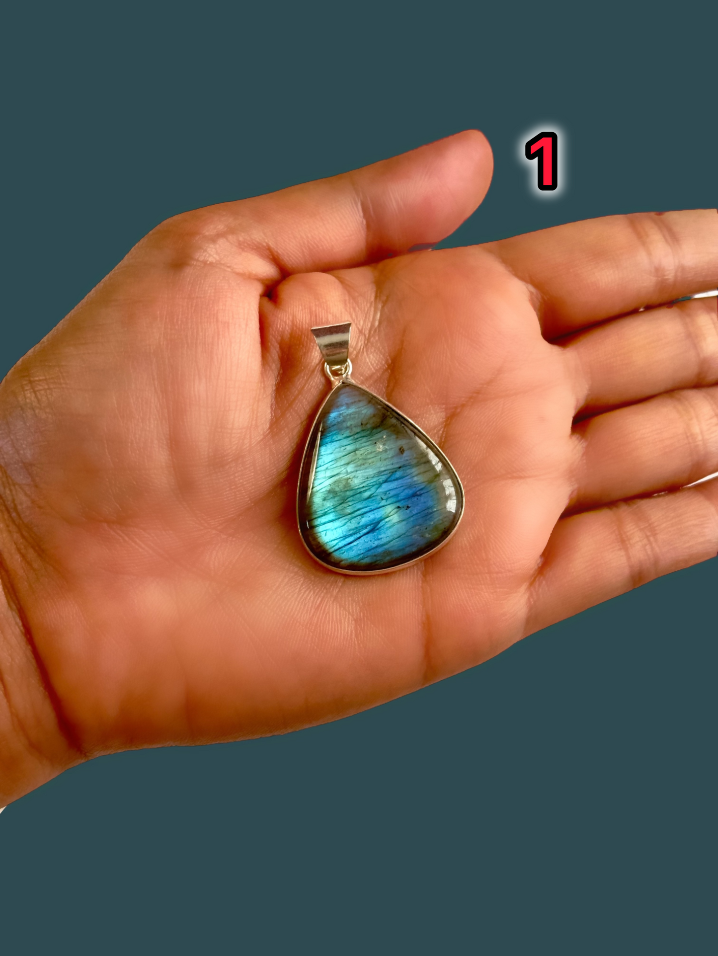 Mystic Aurora Labradorite Pendant in White Alloy (No Chain)