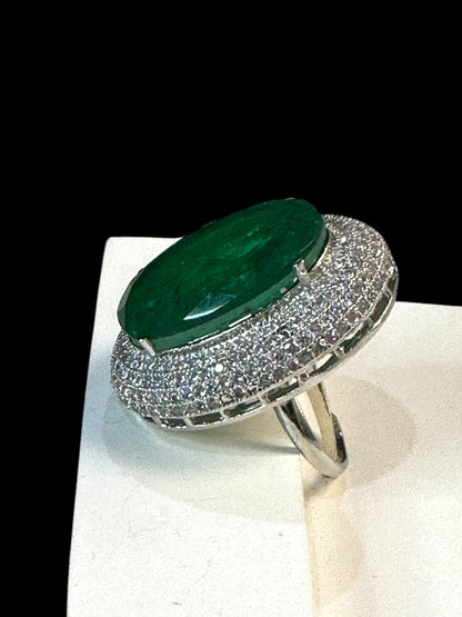 Crushed Doublet Oval Cocktail Ring Adjustable