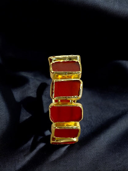 Natural Stone Box Mayanka Statement Brass Kada Adjustable