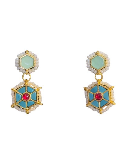 Turquoise Minimal Pachi Kundan Choker Set