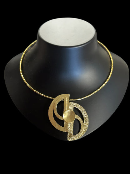 Pure Brass Chakra Statement Gold Plated Hasli Set