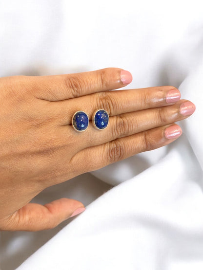Blue Lapis Lazuli Oval Minimal Studs