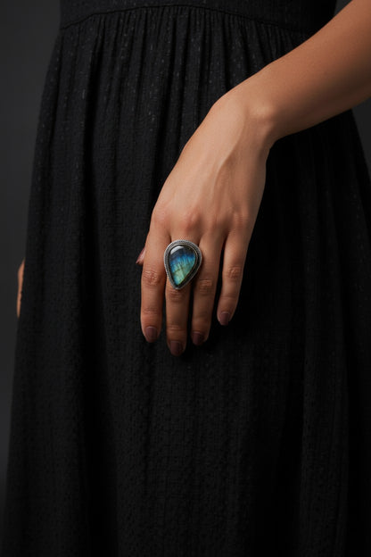 Labradorite Chunky Boho Ring Large