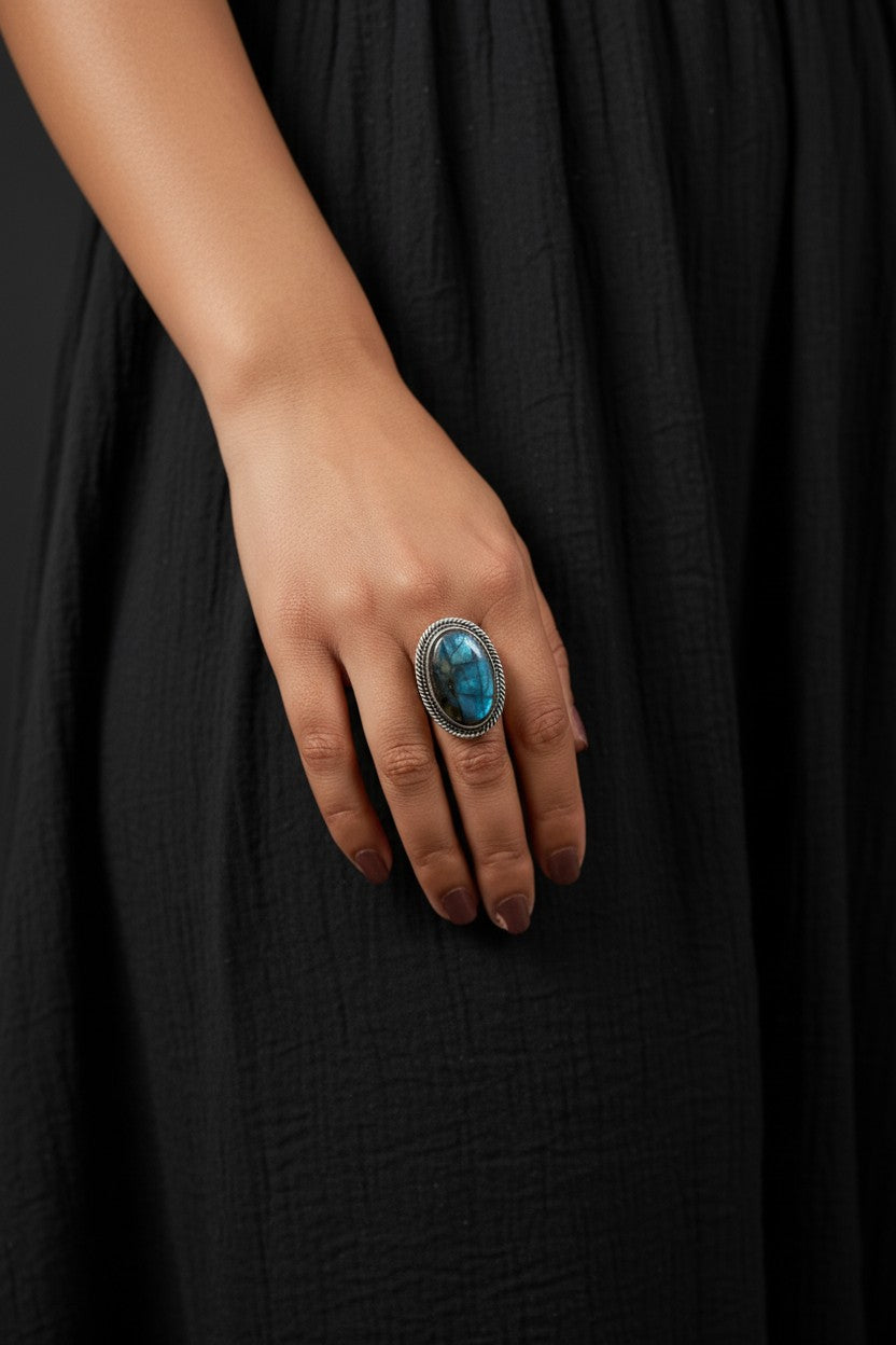 Labradorite Chunky Boho Ring Large