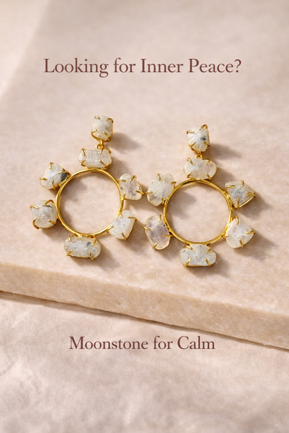 White Moonstone Chakra Dangler Earrings