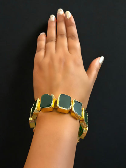 Natural Stone Box Mayanka Statement Brass Kada Adjustable