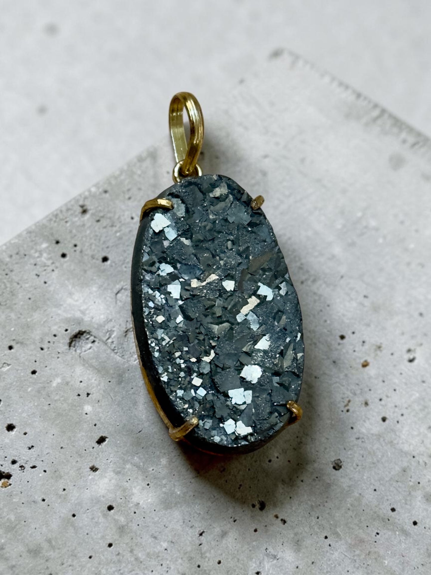 Large Pyrite Boho Chunky Pendant (Without Chain)