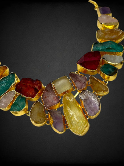 Multicolour Mix Gemstones Box Necklace Set