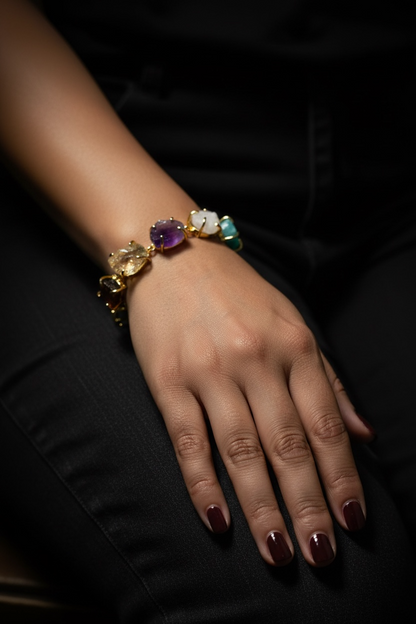 Multi Stone Saisha Brass Bracelet