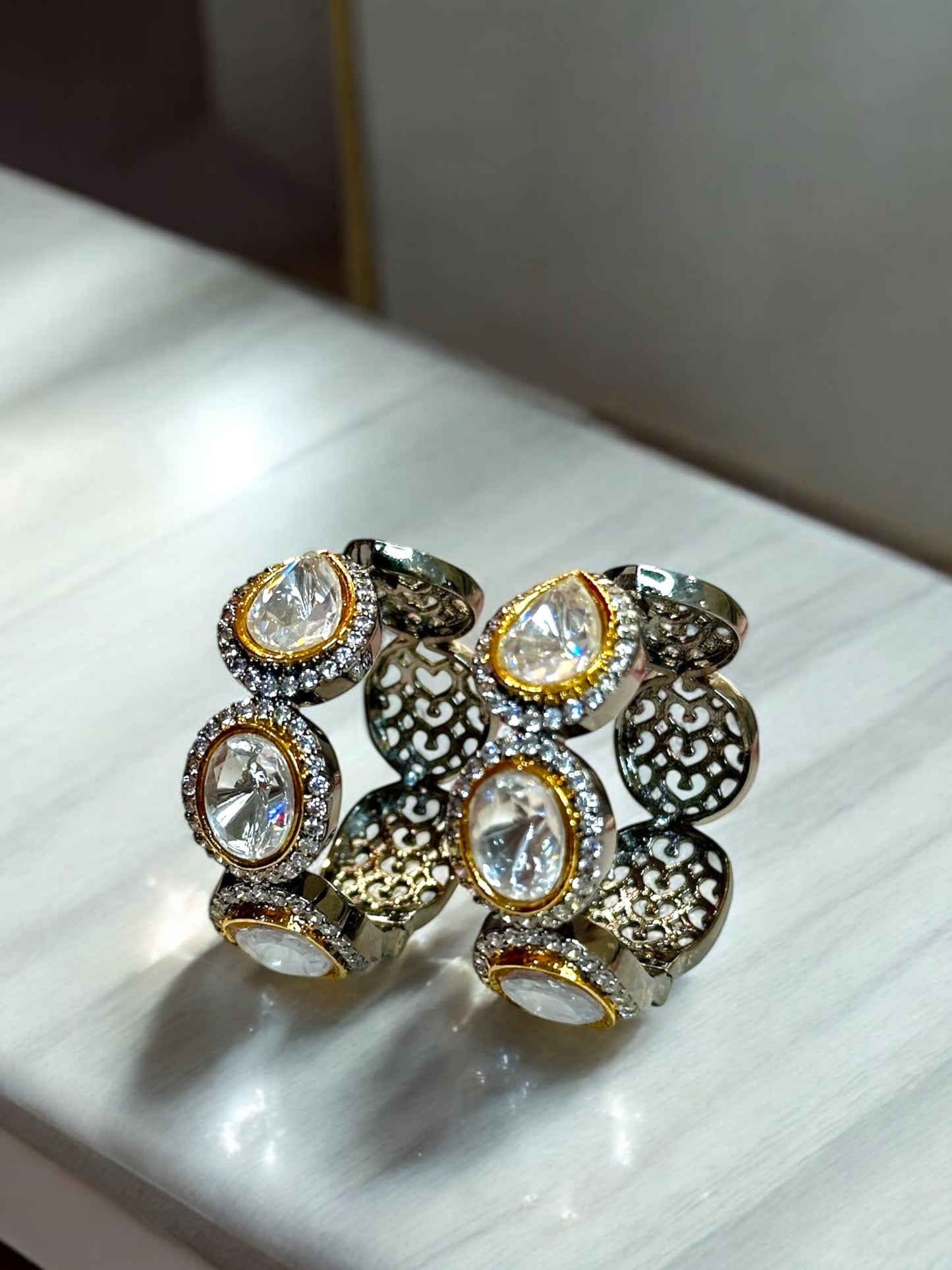 Anjana Moissanite Brass Hoops