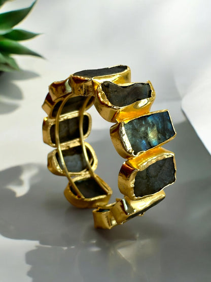 Natural Stone Box Mayanka Statement Brass Kada Adjustable