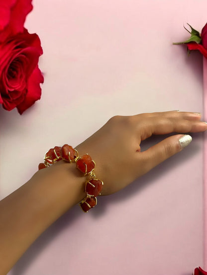 Dark Orange Carnelion Stone Saisha Bracelet