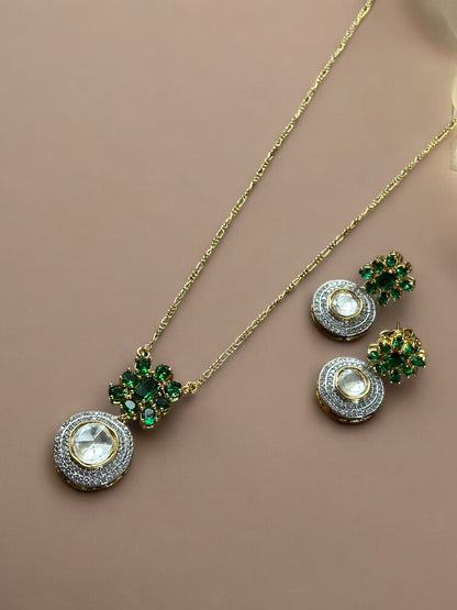 Chaand Polki Moissanite Chain Necklace Set
