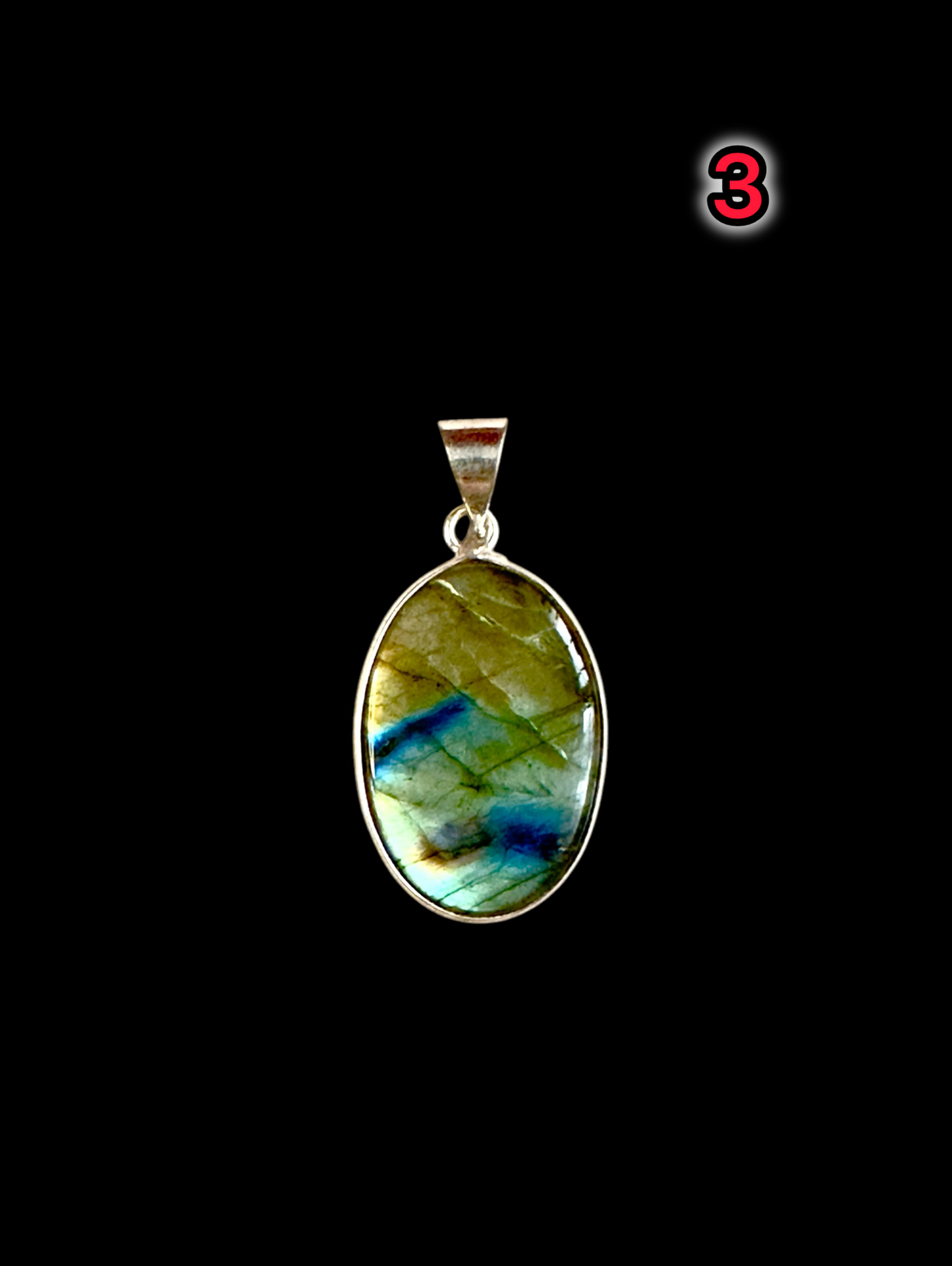 Mystic Aurora Labradorite Pendant in White Alloy (No Chain)