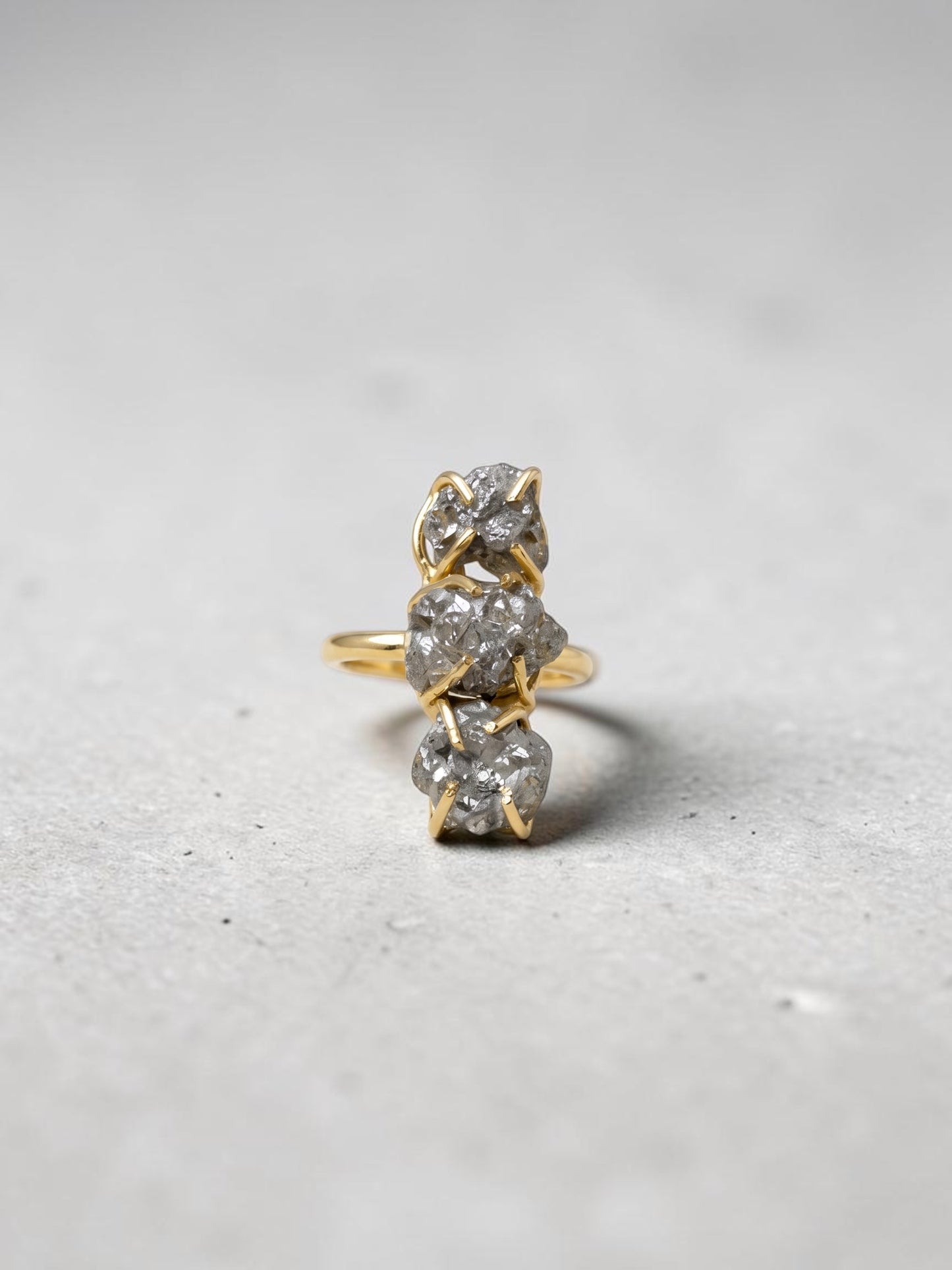 Raw Pyrite Gold Plated Trinity Ring