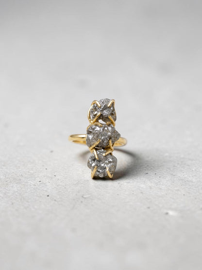 Raw Pyrite Gold Plated Trinity Ring