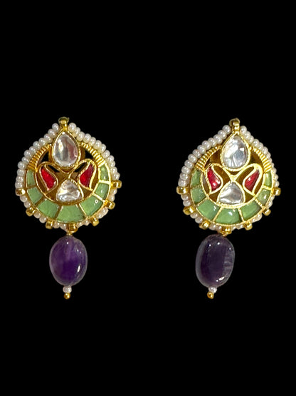 Purple Amethyst Machali Pachi Kundan Choker Set