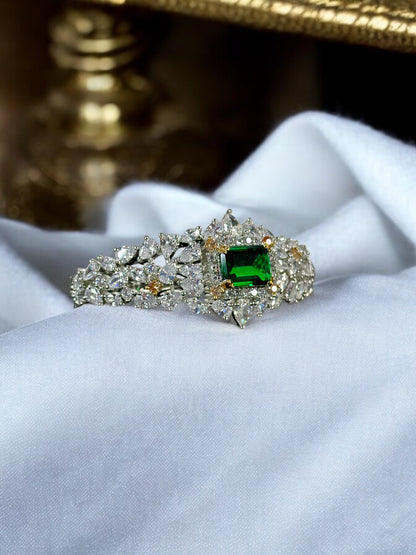 Royal Green CZ and Doublet Cocktail Bracelet