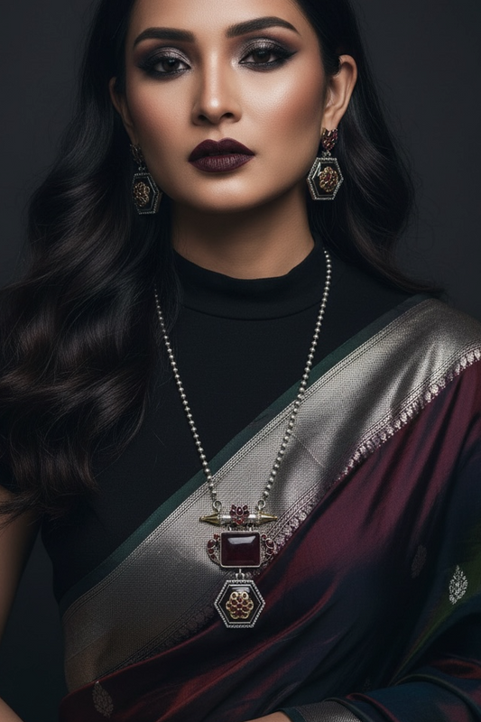 Dual Tone Anushka Long Necklace Set