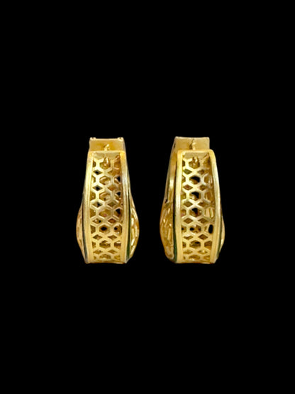 Kyra Jadau Brass Square Hoops