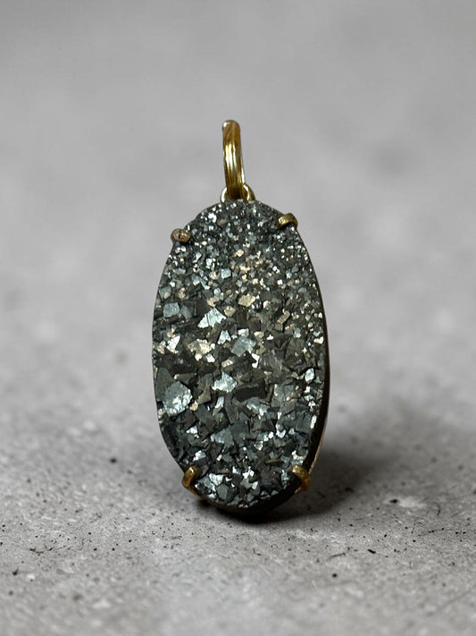 Large Pyrite Boho Chunky Pendant (Without Chain)