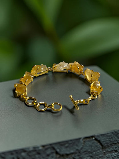 Citrine Stone Saisha Combo Set - Bracelet And Drop