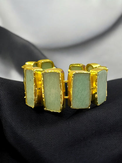 Natural Stone Box Mayanka Statement Brass Kada Adjustable