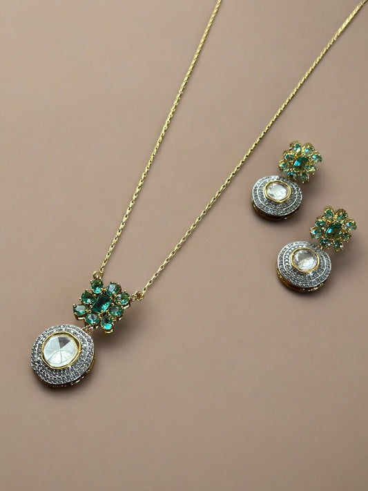 Chaand Polki Moissanite Chain Necklace Set