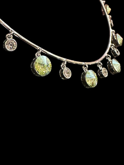 Lime Green Swarovski Collar Necklace Set