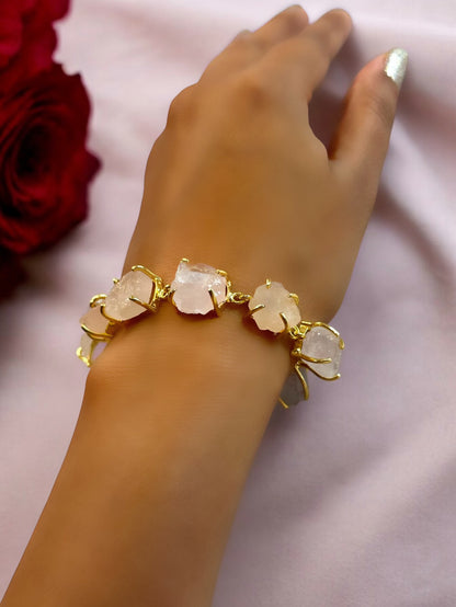 Pink Rose Quartz Stone Saisha Bracelet