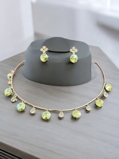 Lime Green Swarovski Collar Necklace Set