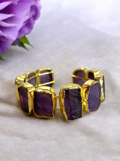 Natural Stone Box Mayanka Statement Brass Kada Adjustable