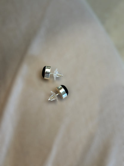 Black Onyx Oval Minimal Studs