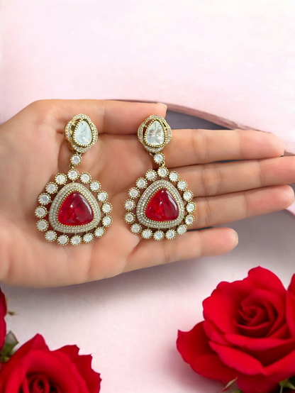 Kimaya Doublet Stone Drop Earrings