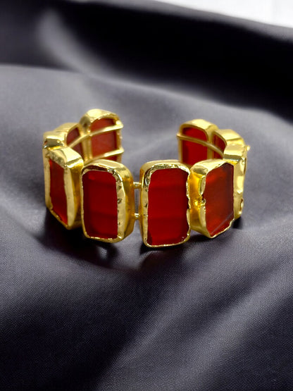 Natural Stone Box Mayanka Statement Brass Kada Adjustable