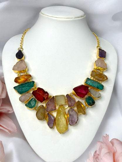 Multicolour Mix Gemstones Box Necklace Set