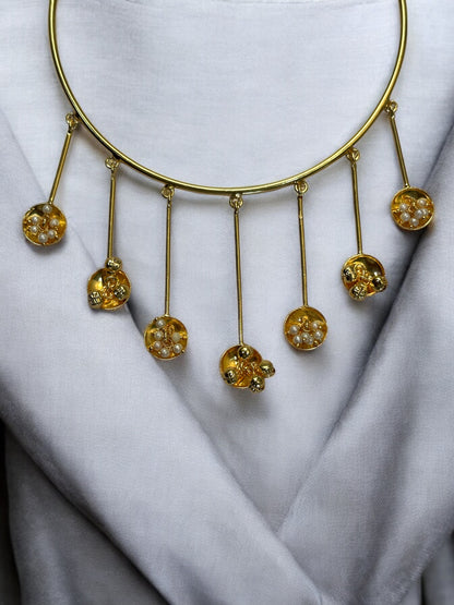 Ghungroo Statement Gold Plated Hasli Set